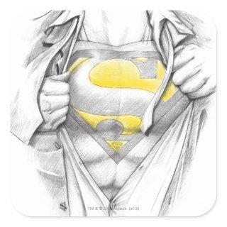 Sketched Chest Superman Logo Square Sticker