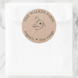 Sketched Chicken Farm Fresh Eggs  Classic Round Sticker