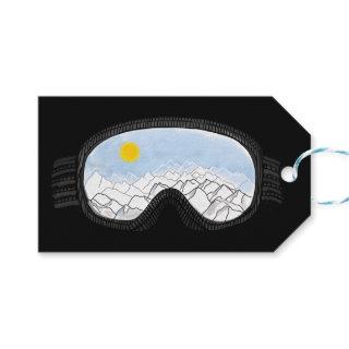 Ski Goggles Mountain View Illustration  Gift Tags