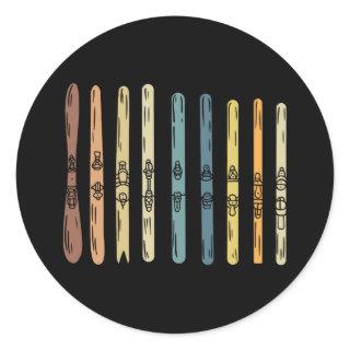 Skiing - Collection of ski boards Classic Round Sticker