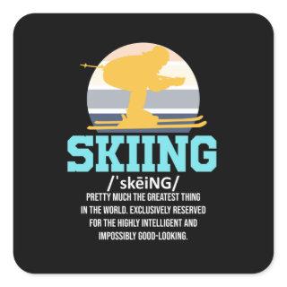 Skiing Definition Ski Skier Snowboard Winter Square Sticker