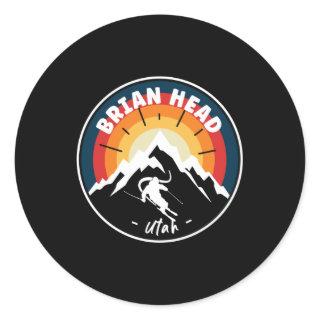 Skiing In Brian Head Utah Vintage Classic Round Sticker