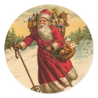Skiing Santa Christmas sticker
