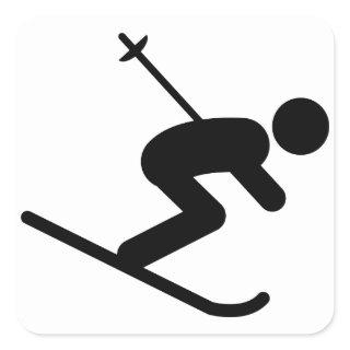 Skiing Square Sticker