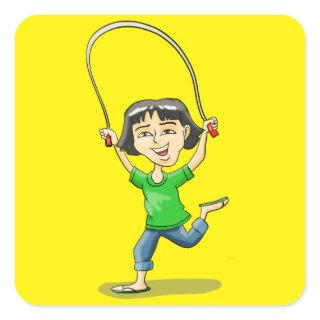 Skipping Rope Square Sticker
