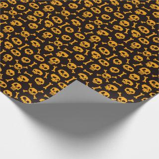 Skull and Crossbones Orange Seamless