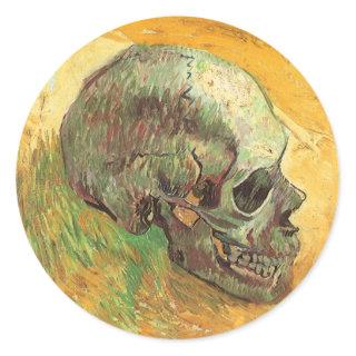 Skull by Vincent van Gogh, Vintage Impressionism Classic Round Sticker