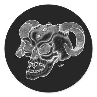 Skull Devil head Black and white Design Classic Round Sticker