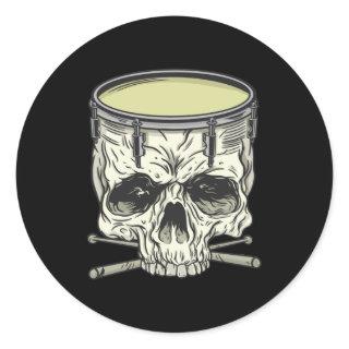 SKULL DRUM CLASSIC ROUND STICKER