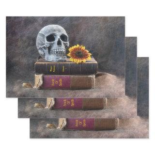 Skull Gothic Vintage Old Books Yellow Sunflower  Sheets