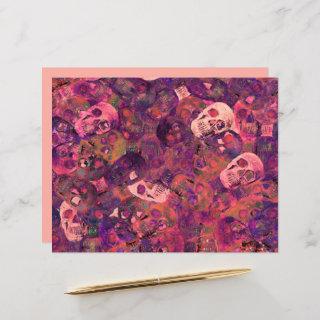Skull Head Gothic Vintage Style Pink Purple Art