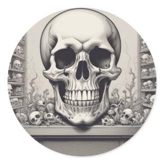 Skull Illustration Classic Round Sticker