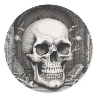 Skull Illustration Classic Round Sticker
