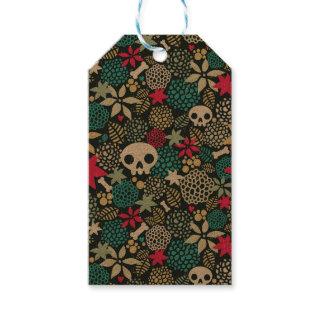 Skull in flowers gift tags
