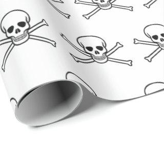 Skull jolly roger pirate black on white
