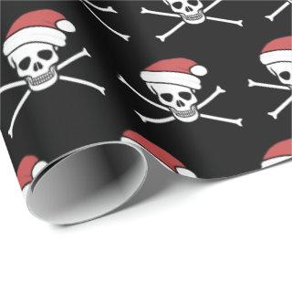 Skull jolly roger pirate in a santa hat