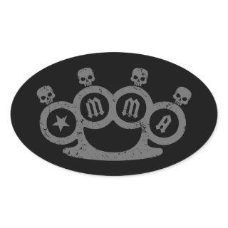 Skull Knuckles Oval Sticker