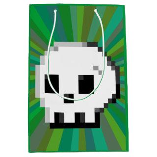 Skull pixel art 8 bit psychedelic green Gift Bag