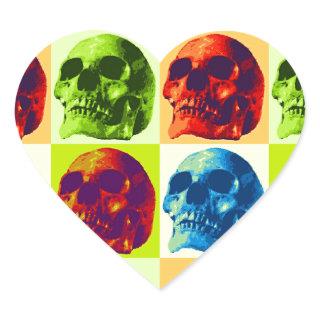 Skull Pop Art Heart Sticker