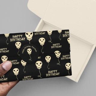 Skull Shaped Balloons Goth Happy Birthday Tissue Paper