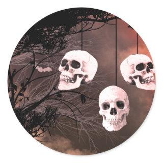 Skull Skeleton Halloween Party Dark Night Classic Round Sticker