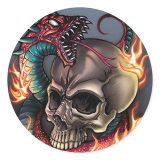 Skull + Snake Classic Round Sticker