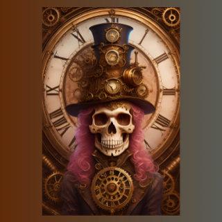 Skull Steampunk with clock tissue paper v1