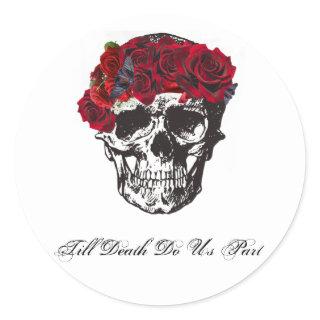 Skull Stickers - Till Death Do Us Part Red Rose