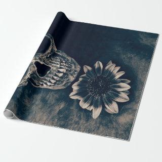 Skull Sunflower Vintage Cyanotype Gothic