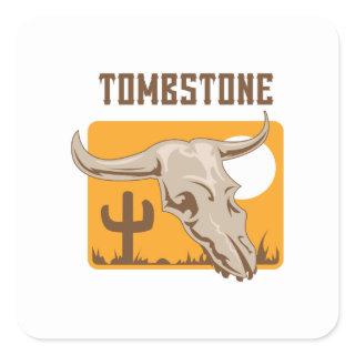 SKULL TOMBSTONE AZ SQUARE STICKER