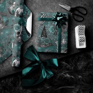 Skull Witch Floral | Dark Gothic Midnight Teal