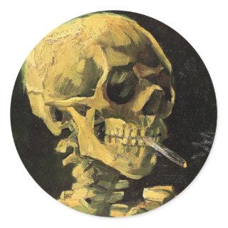 Skull with Burning Cigarette by Vincent van Gogh Classic Round Sticker