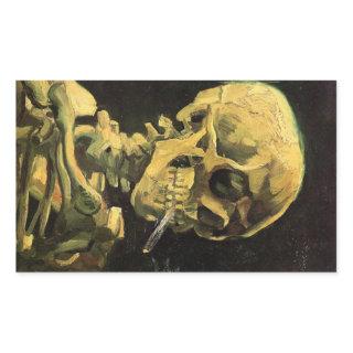 Skull with Burning Cigarette by Vincent van Gogh Rectangular Sticker