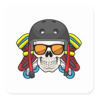 Skull with Sunglasses & Inline skates Square Sticker