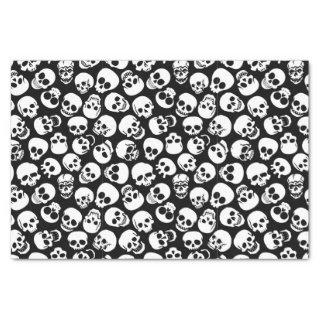 Skulls in Black Background Pattern Tissue Paper