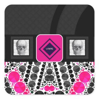 Skulls Vape Zebra Bling Square Sticker