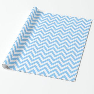 Sky Blue and White Large Chevron ZigZag Pattern