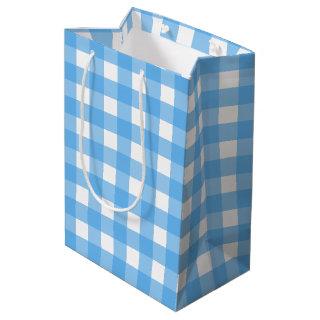 Sky blue gingham medium gift bag