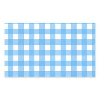 Sky blue gingham rectangular sticker