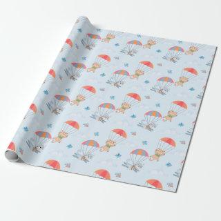 Skydiver Cat Seamless Pattern