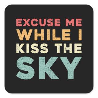 Skydiver Excuse Me While I Kiss The Sky Vintage Square Sticker