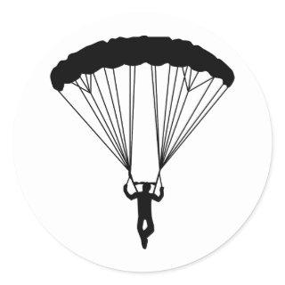 skydiver silhouette classic round sticker