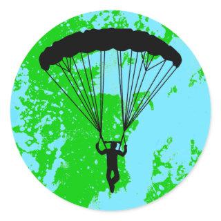 skydiver silhouette classic round sticker