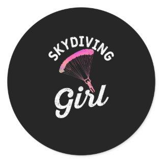 Skydiving girl Sky Diver girl Classic Round Sticker