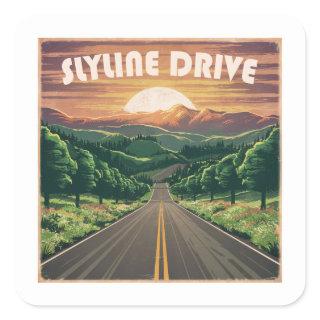 Skyline Drive Virginia Sunset Square Sticker