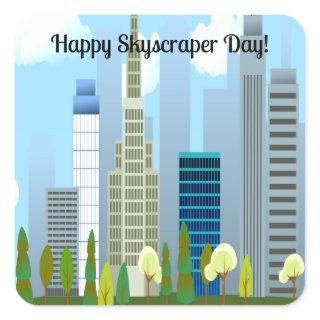 Skyscraper Day Square Sticker