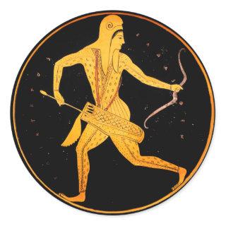 SKYTHIAN ARCHER Tondo Greek Attic Red Figure Classic Round Sticker