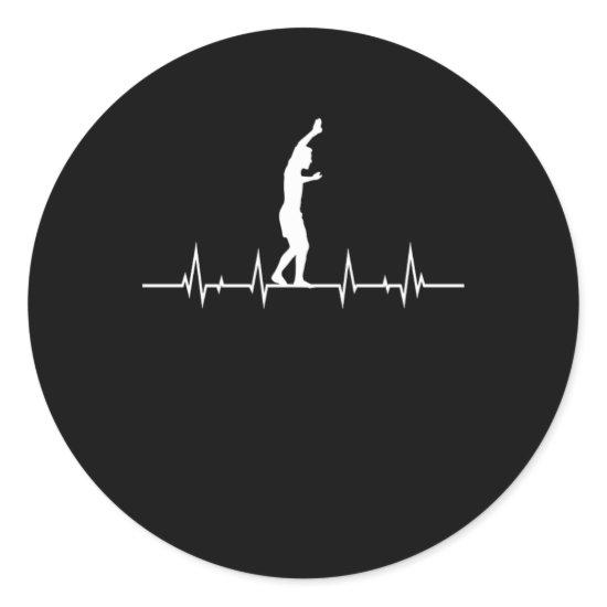 Slacklining Heartbeat Rope Walking Gift Classic Round Sticker