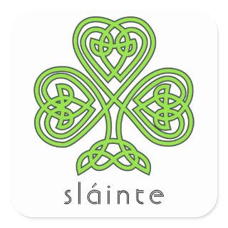 Slainte Celtic Shamrock Green St. Patrick's Day Square Sticker