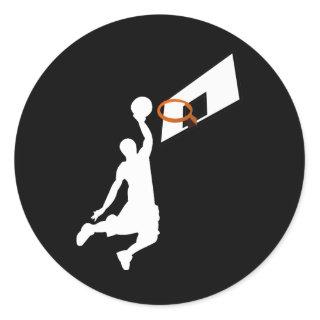 Slam Dunk Basketball Player - White Silhouette Classic Round Sticker